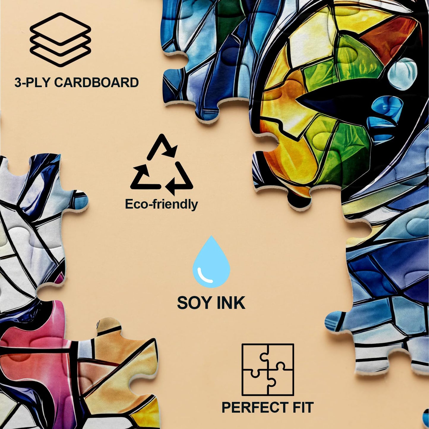 Buhah Cat Stained Glass Puzzles For Adults 1000 Pieces Pretty Kitten Art Jigsaw Puzzles Impossible Challenging Animal Aesthetic