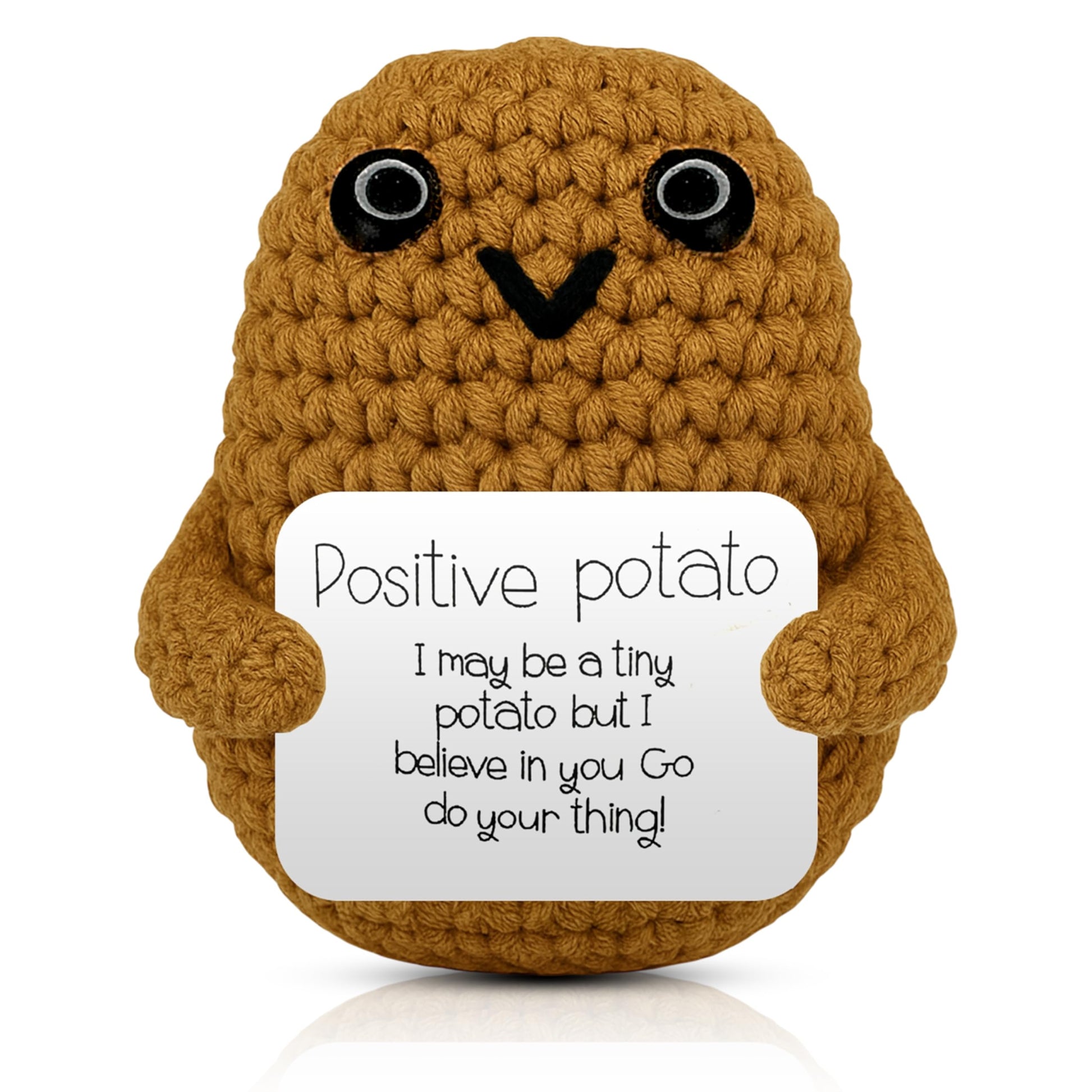 SACHPER Pickle Buddies Mini Positive Potato - Emotional Support Potato Doll Handmade Positive Crochet Animals Gifts Emotional Support Nuggets Say Potato Gift for Anxiety & Stress Relief