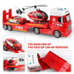 Dwi Dowellin 25.6'' Semi Truck Toy with Racing Car and Helicopter for Kids Toddlers - Fire Toys,Birthday Gifts for Boy Toddler C