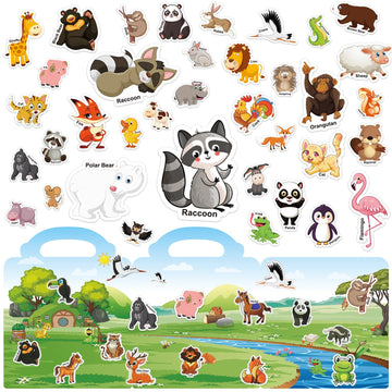 211 Pcs Animals Reusable Sticker Books For Kids, 6 Sheets Reusable Stickers For Toddlers, Cute Waterproof Toddler Stickers Age 3