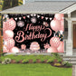 YinQin 180x120 cm Black Rose Gold Happy Birthday Party Backdrops Cloth 71x47 in. Glitter Rose Gold Birthday Photography Backgrou