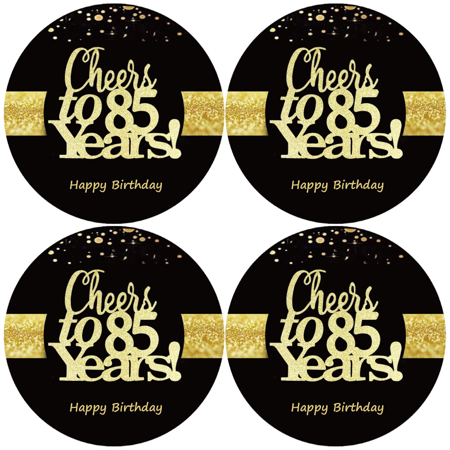 Sumerk 48 Pcs Cheers To 85 Stickers Large Bottle Stickers 85Th Birthday Stickers Card Seals 2 Inches Round Happy Birthday Party