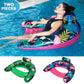 Wernnsai Inflatable Pool Float Chair - 2 Pack Pool Float Seat With Cup Holder Backrest Portable Water Hammock Lounges Chair Swimming Pool Party Toy Floaties Beach Floaty For Adult