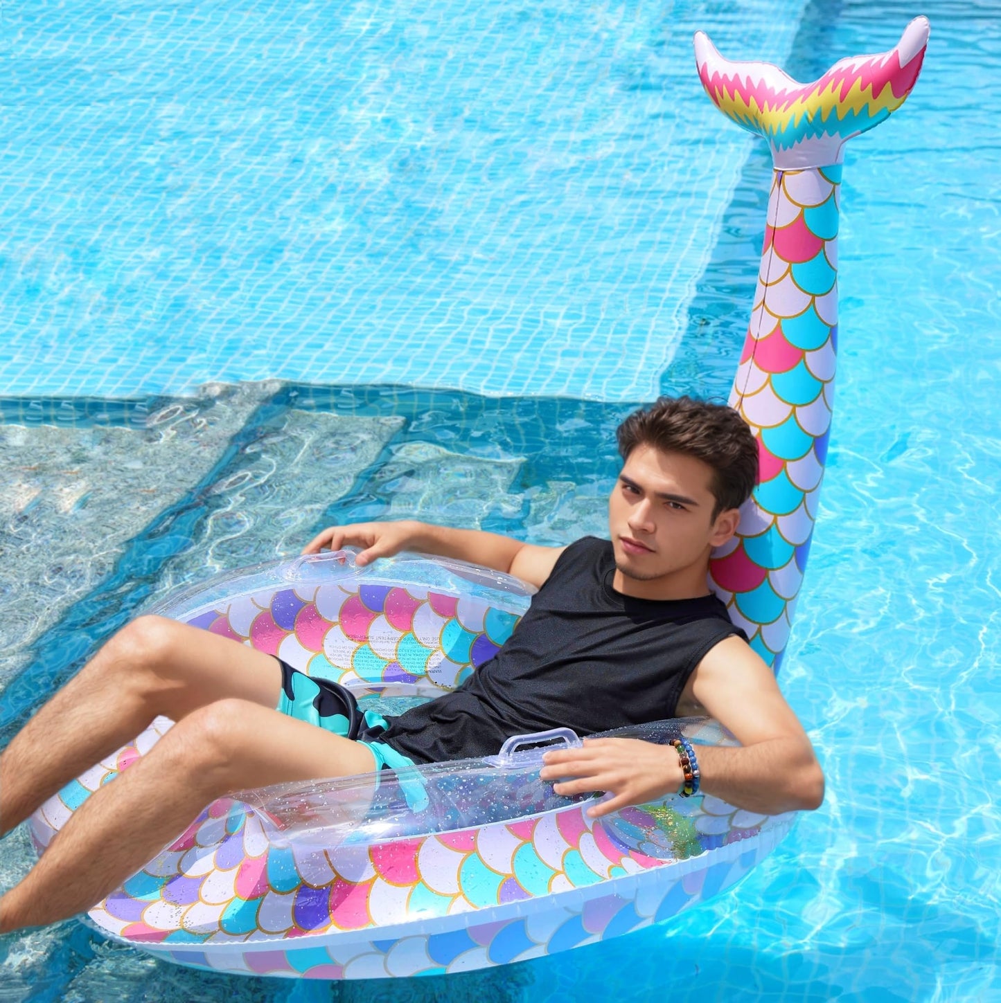 Ginkago Inflatable Mermaid Pool Floats Pool Floaties For Adults Mermaid Pool Toys Tubes Lounge Raft Party Decoration Kids Water Toys Summer Beach Fun
