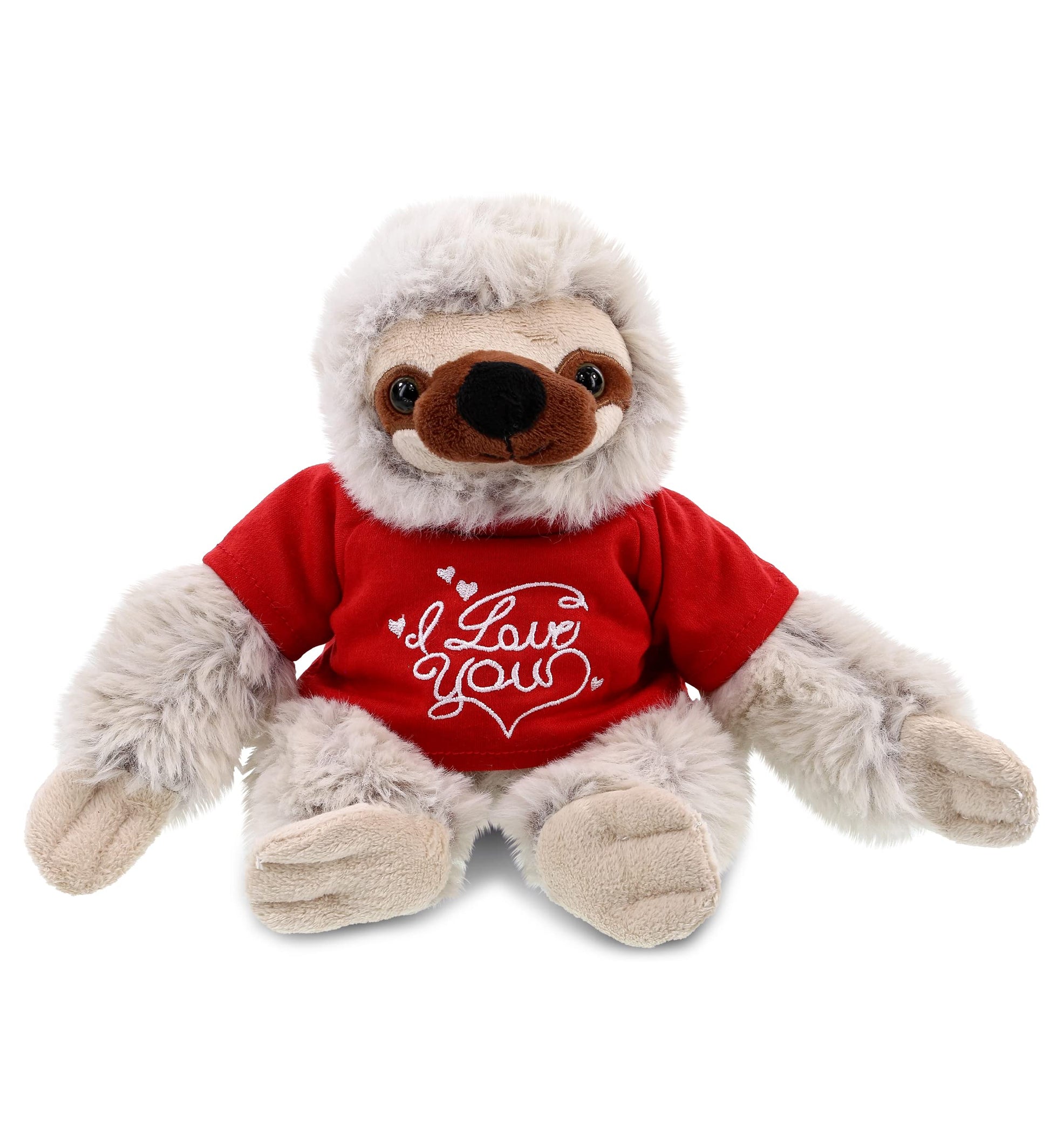 Dollibu I Love You Valentine Plush Sloth - Cute Soft Cuddly Stuffed Animal With Red Heart Shirt For Valentines Day, Birthday Pre
