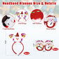 27 PCS Christmas Party Favors, Light Up Xmas Necklace Headband Glasses Set, Xmas Bulb Necklace Antler Lights Headbands LED Flash