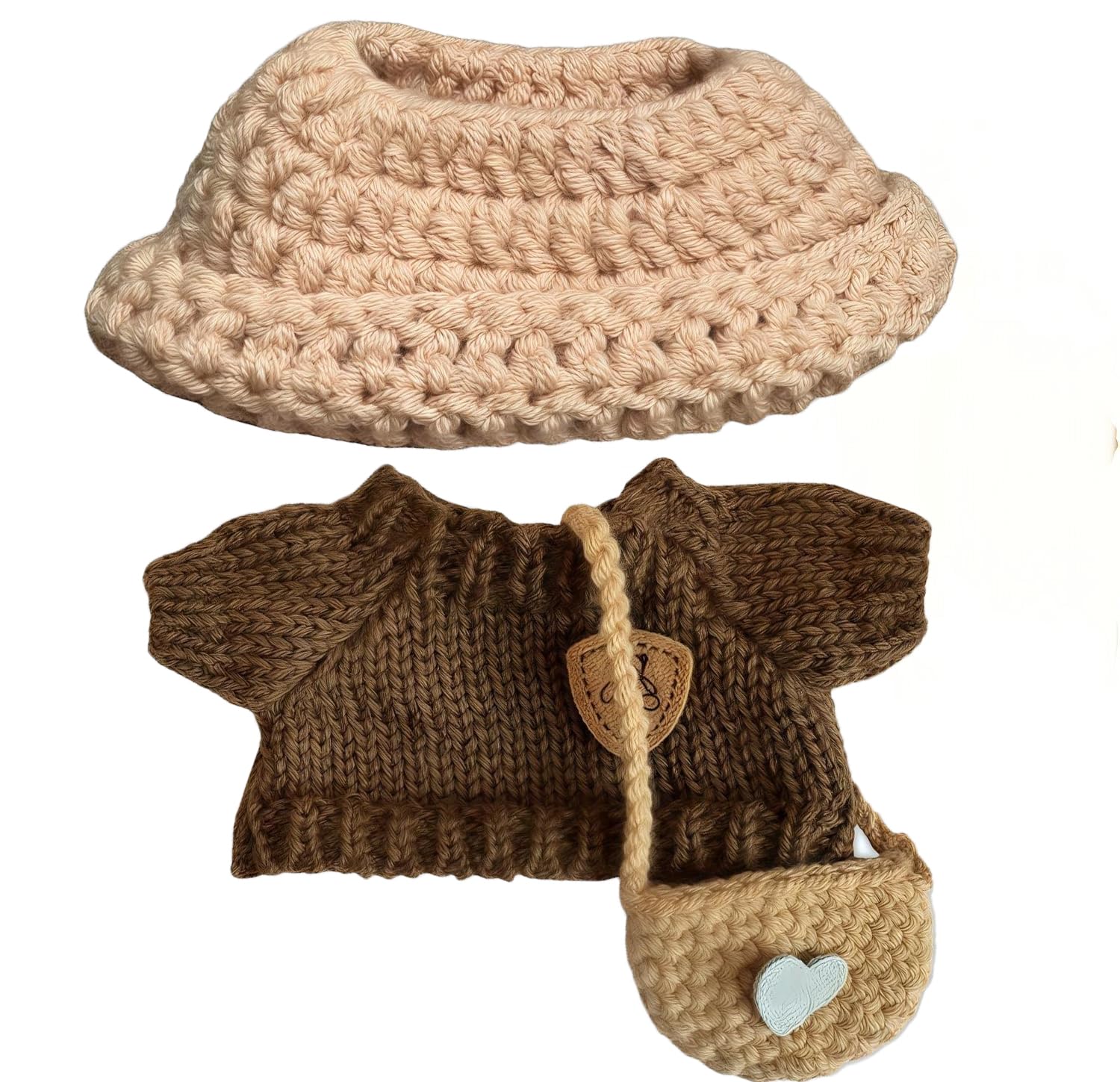 Clothes for Labubu(NO Doll)  15cm/17cm Doll Accessories Suit  Handcrafted Crochet 3-Piece Set enhanced Outfit with Accessories for   Stylish Clothes for Dolls  Play & Collector