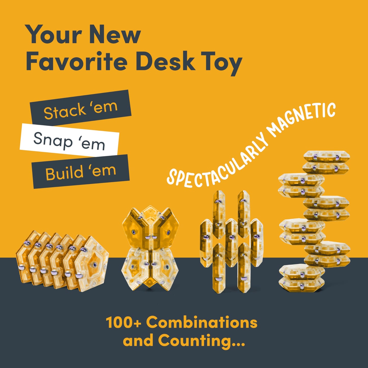 Speks Geode Magnetic Fidget Toy | Sensory Desk Toy For Adults & Teens 14+ | Stress Relief Gift | Sphere, Topaz