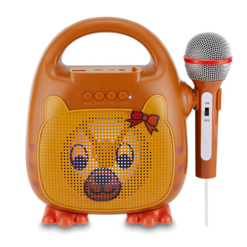Singimals Kids Karaoke Speaker With Microphone - Unleash Your Child'S Inner Superstar, Bluetooth V5.1, 12H Playtime, 5W Speaker, Multicolor Led Lighting, Theo The Bear