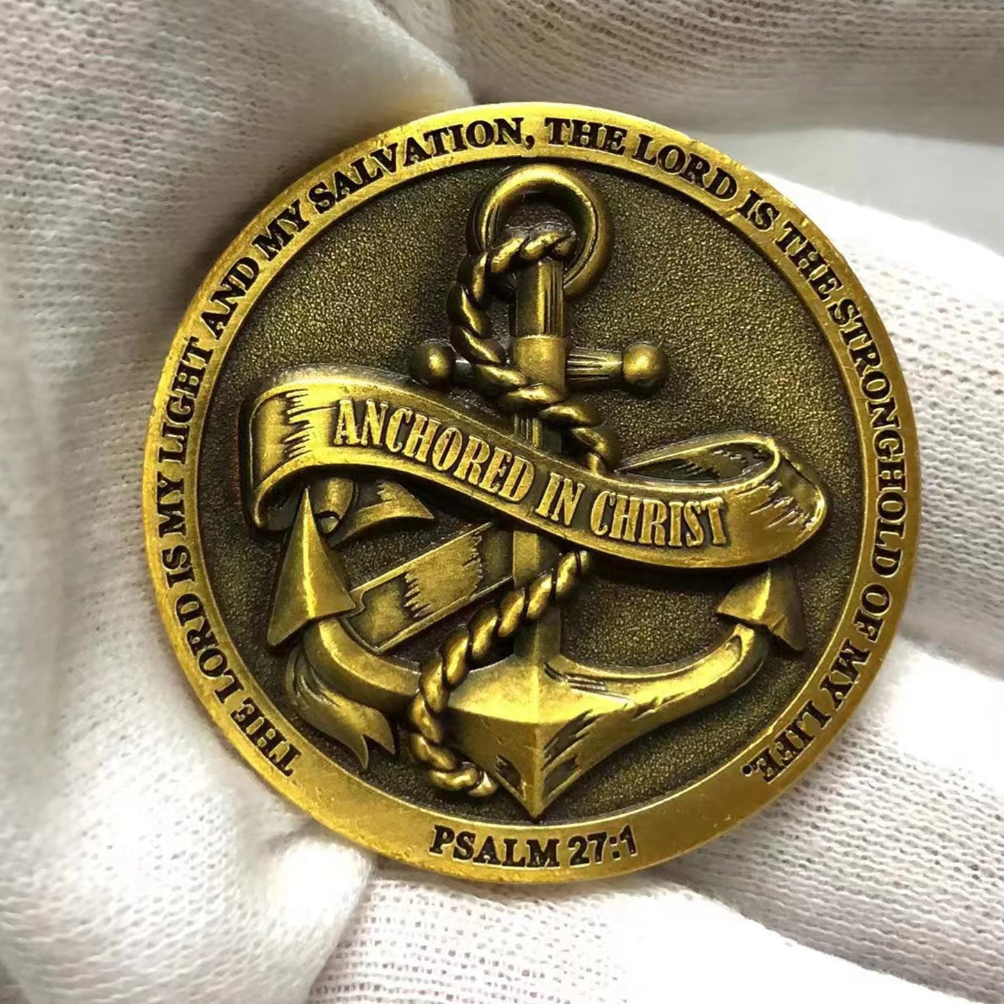 Anchored In Christ The Lord Is My Light And My Salvation Christian Challenge Coin Bible Verses Pocket Token Perfect As Graduatio