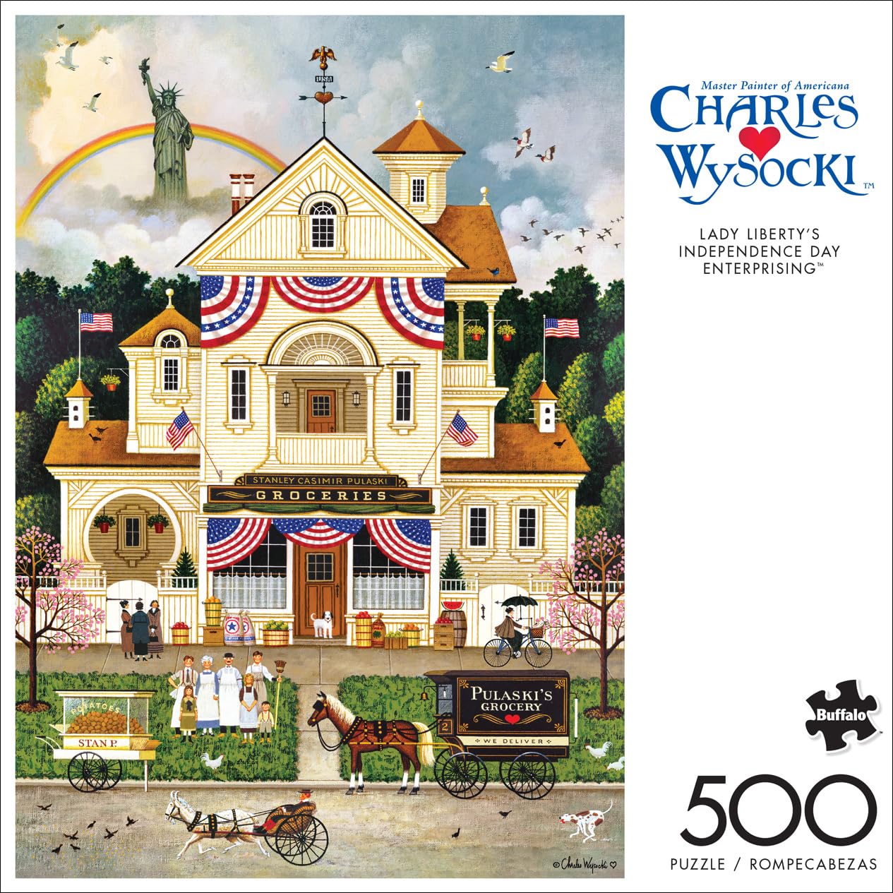 Buffalo Games - Charles Wysocki - Lady Liberty'S Independence Day Enterprising - 500 Piece Jigsaw Puzzle For Adults -Challenging Puzzle Perfect For Game Nights
