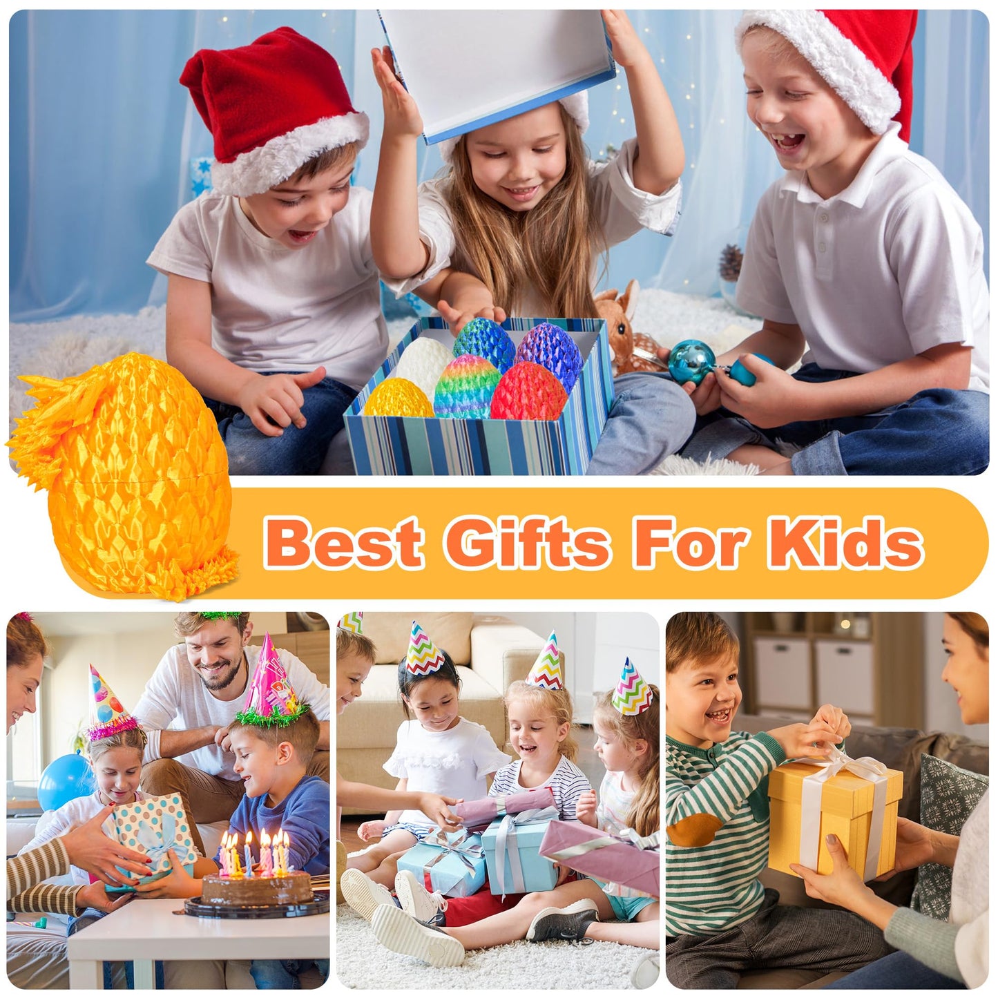 ONEVIVE Dragon Eggs with Dragon Inside 3D Printed  Mystery Dragon Egg Articulated Crystal Fidget Toy for Kids mature-themeds Women Men Funny Gift Desk Decor(Golden)