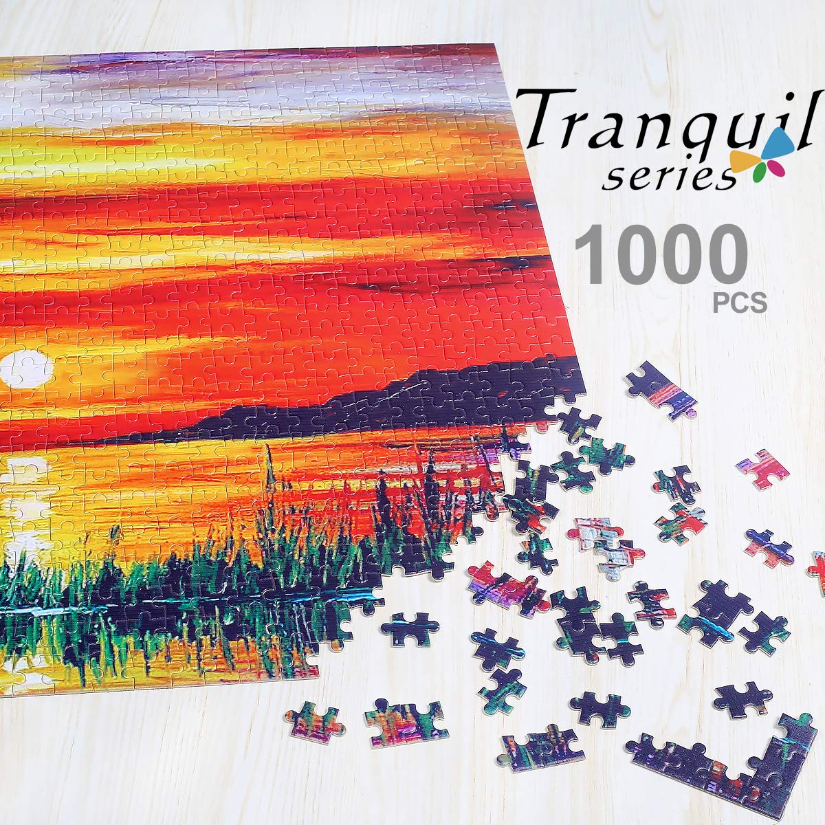 Ingooood- Jigsaw Puzzles 1000 Pieces for mature-themed- Tranquil Series-Sunrise Sailing Boat_IG-0459 Entertainment Wooden Puzzles Toys