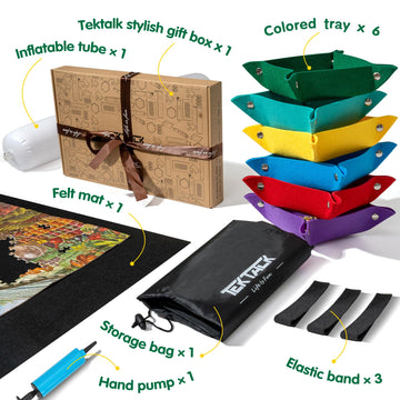Tektalk Higher-Capacity Design, Jigsaw Puzzle Roll-Up Mat In Delicate Packaging Box With Hand Pump, Storing For 2000, 1500, 1000, 500 Jigsaw Puzzle Pieces