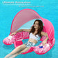 Jasonwell Pool Float with Canopy - Inflatable Pool Floaties mature-themed Floating Pool Chair Lounge Floats for Swimming Pool Water Chair Pool Lounger with Cup Holders Pool Toy Party Floaty for mature-themeds (R-XL)