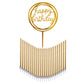 24 Count Tall Thin Metallic Gold Slow Burning Birthday Candles in Holders, and Matching Classy Cake Topper for Special Custom Bi