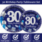 96 Pcs 30Th Birthday Party Supplies Navy Blue And Silver Birthday Plates 30Th Birthday Paper Tableware Happy Birthday Party Plat