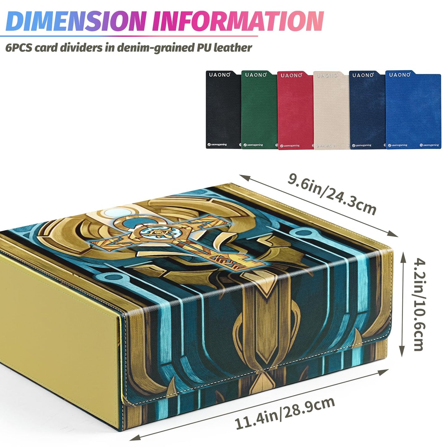 Uaono Card Storage Box For Mtg, Trading Card Deck Box Holds 1800+ With 6 Dividers, Leather Printing Magnetic Closure Card Storage Case Fits Tcg Ccg Sports Cards (Light Yellow, Key)