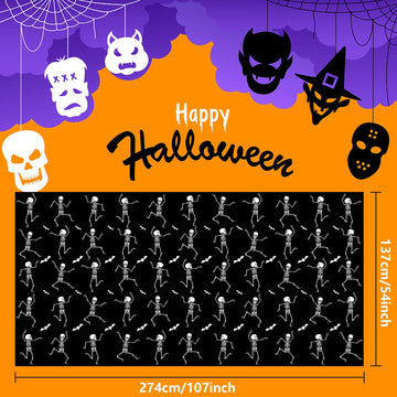 Iceyyyy 6 Packs Disposable Halloween Tablecloth - 54 x 108 Plastic Waterproof Halloween Tablecover, Rectangular Halloweens Skele