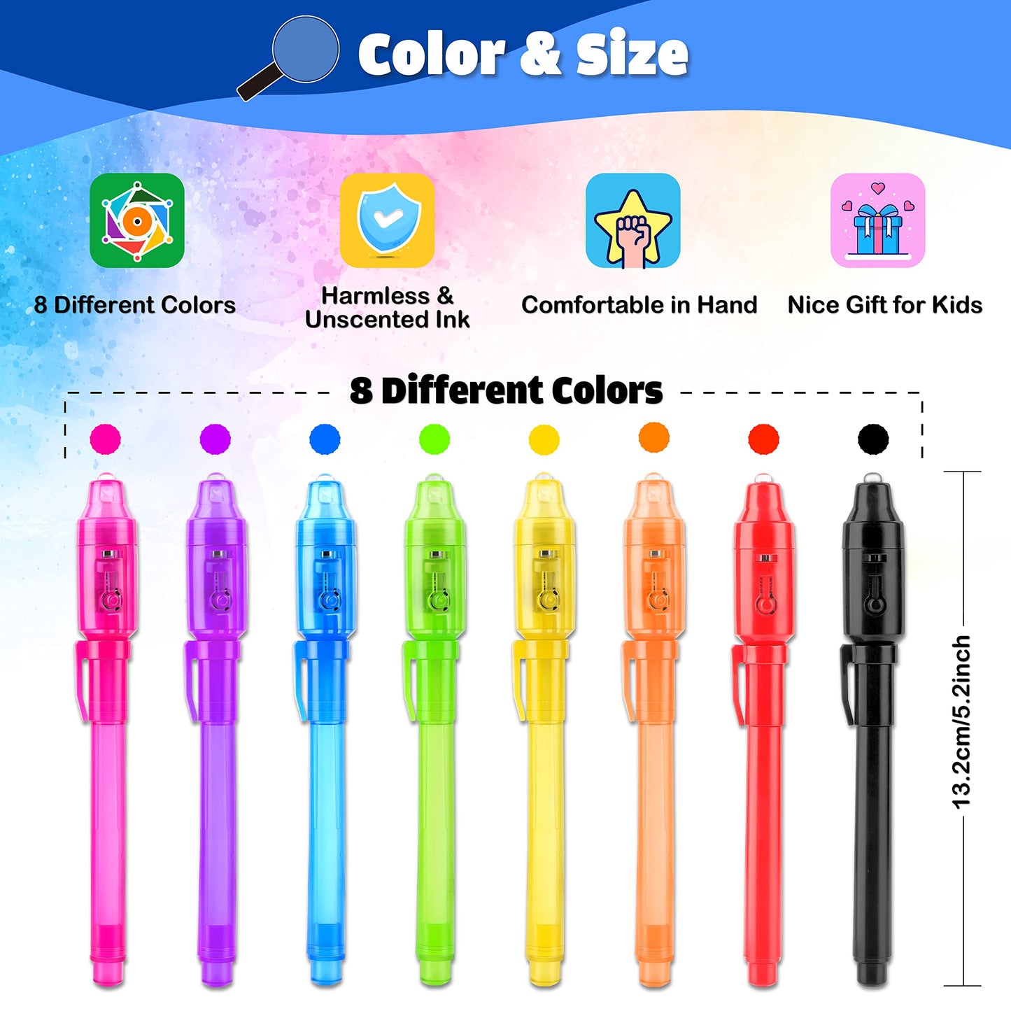Giftinbox Valentines Day Gifts For Kids, 16Pcs Invisible Ink Pen With Uv Light For Kids, Spy Pen Magic Marker For Secret Message, Valentines For Kids Classroom, Party Favors For Kids 4-8 8-12