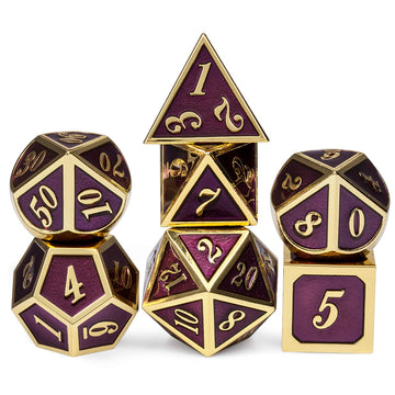 DnDnD Table Game Metal Dice Set, 7PCS D&D Metal Die with Metal Gift Box for Tabletop Games Dungeons and Dragons Dice (Dark Purpl