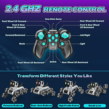 Yeriayha Robot Dog Toys for Age 8-13, 8WD Remote Control Cars Robot Dog Rc Car with Light & Sound, Toys Gifts for 6 7 8 9 10 11