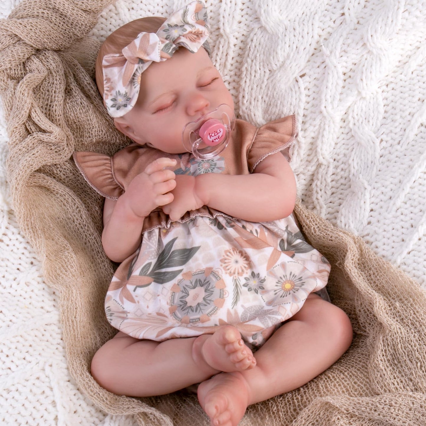 Aori Lifelike Reborn Baby Dolls - Realistic 20-Inch Newborn Real Life Baby Girl Doll with Poseable Limbs and Feeding Kit, Set fo