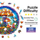 Jigfoxy Wooden Puzzles for mature-themeds  Magical Mushrooms Wood Puzzles mature-themed  Unique Animal Shape Wooden Jigsaw Puzzles  Birthday Gifts for Puzzles Lovers Family Friend (S-8.4 * 8.4in-100pcs)