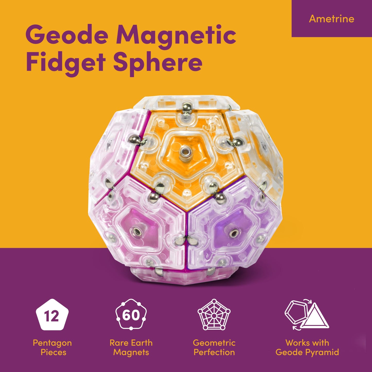 Speks Geode Sphere Magnetic Fidget Toy for mature-themeds | Quiet mature-themed Sensory Toy for Stress Relief & Anxiety  Office Desk Toy & Top Gadget Gift Idea | Warm  12-Piece Set