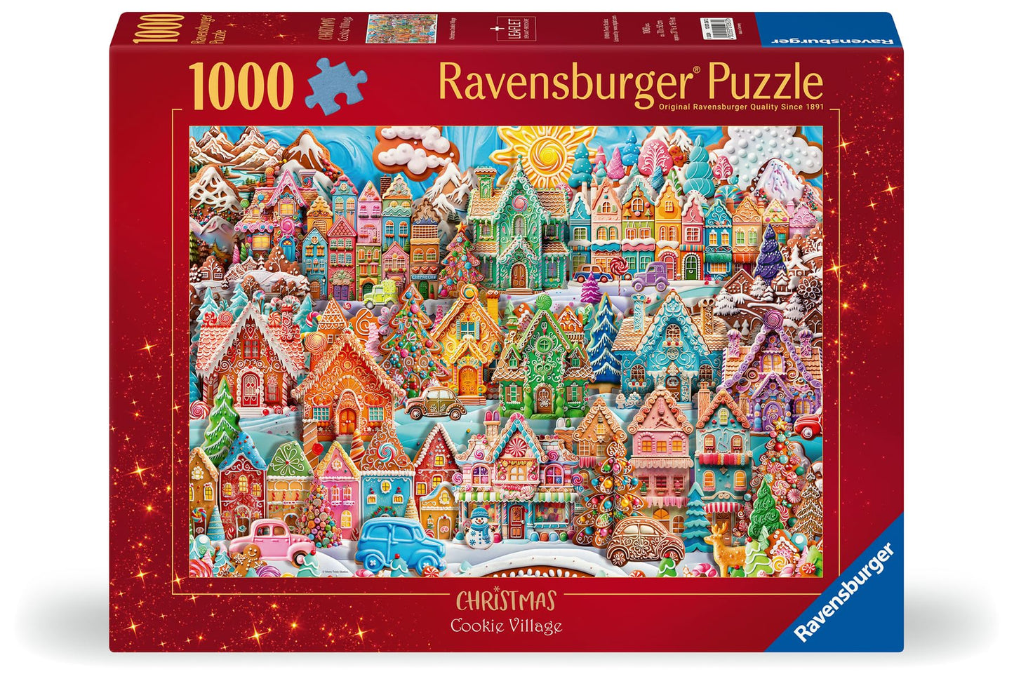 Ravensburger 1000 Piece Christmas Cookie Village Jigsaw Puzzle - Handcrafted Cardboard, Multicolor, Model 12001267, Perfect Fit