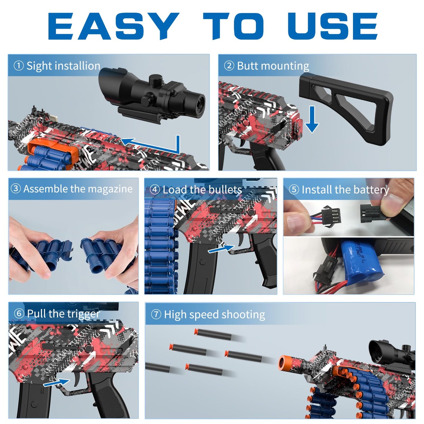 Electric Automatic Toy  JakMean Toy with 30 Dart Clips and 100 Foam Darts  Outdoor Shooting Games Toys for 6-12 Year Old Boys & Girls mature-themeds  Presents for Birthday Xmas Red