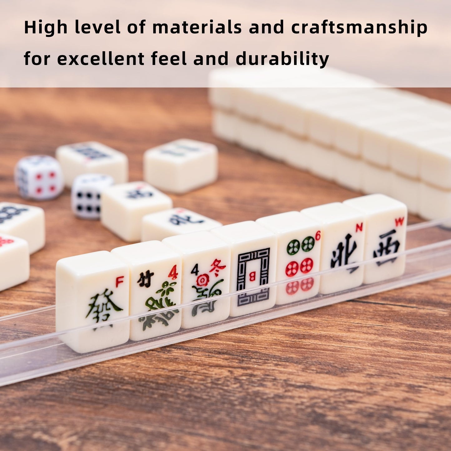 drizzle Travel Mahjong Mini Set - 20mm, Melamine, Yellow & Green, Portable 146 Tiles with Racks, Perfect for Beginners