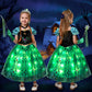 Latocos 10Pcs Light Up Anna Costume For Girls Kids Princess Dress Up Cloths For Little Girls Halloween Cosplay