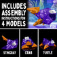 Creatto Flashy Fish & Silly Swimmers Light-Up 3D Puzzle Kit | Includes Creatto Puzzle Pieces To Make Illuminated Craft Creations, Sting Ray, Turtle, Crab, Fish | Diy Activity & Led Lights