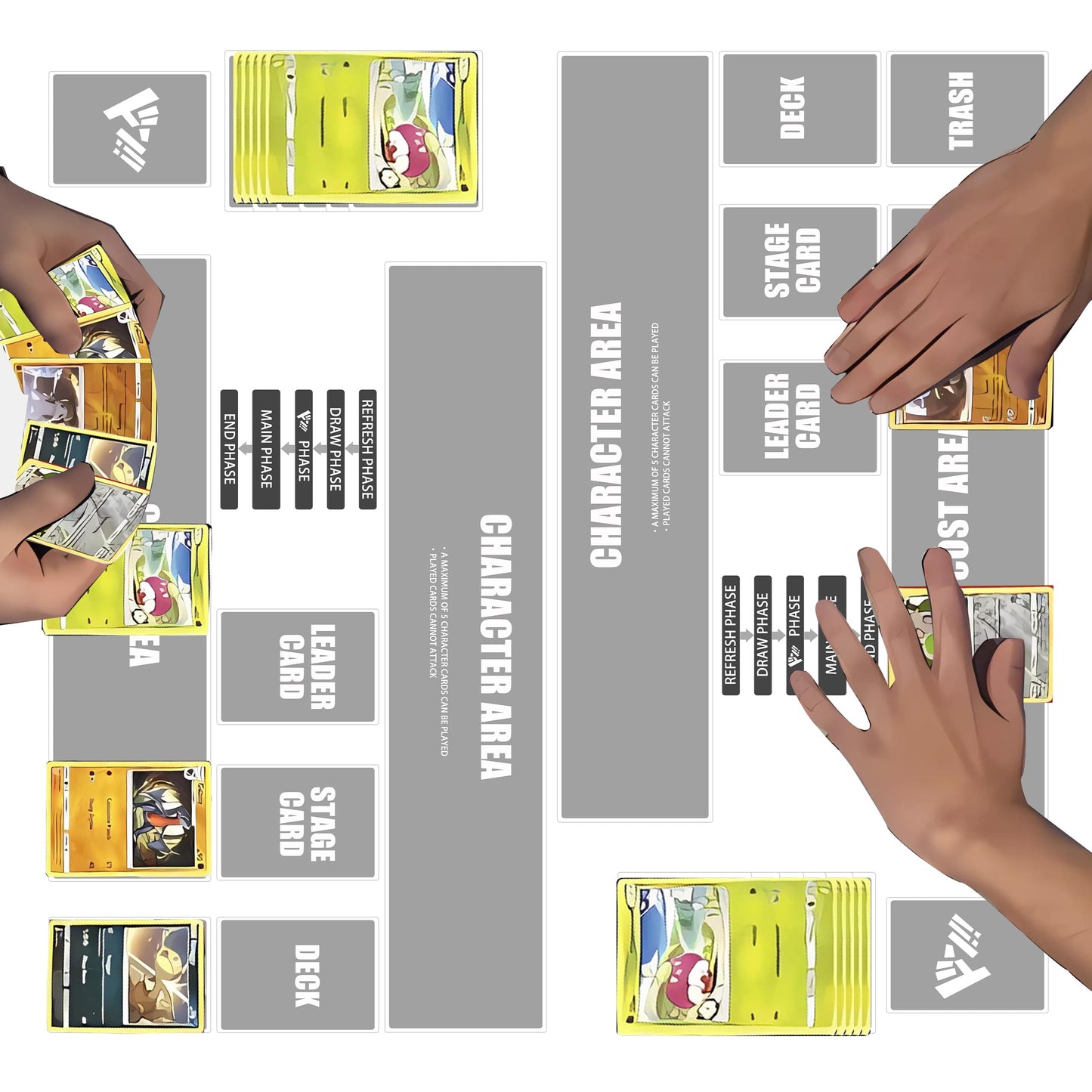 Extalas Playmat for One Piece Card Game for Two Players, 24x24 inches, with 4-Pocket Card Binder Set and 400+ Card Capacity(Whit