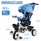 EOOWOY Baby Trike, 6-in-1 Kids Tricycle with Adjustable Push Handle, Removable Canopy, Safety Harness for 18 Months - 5 Year Old