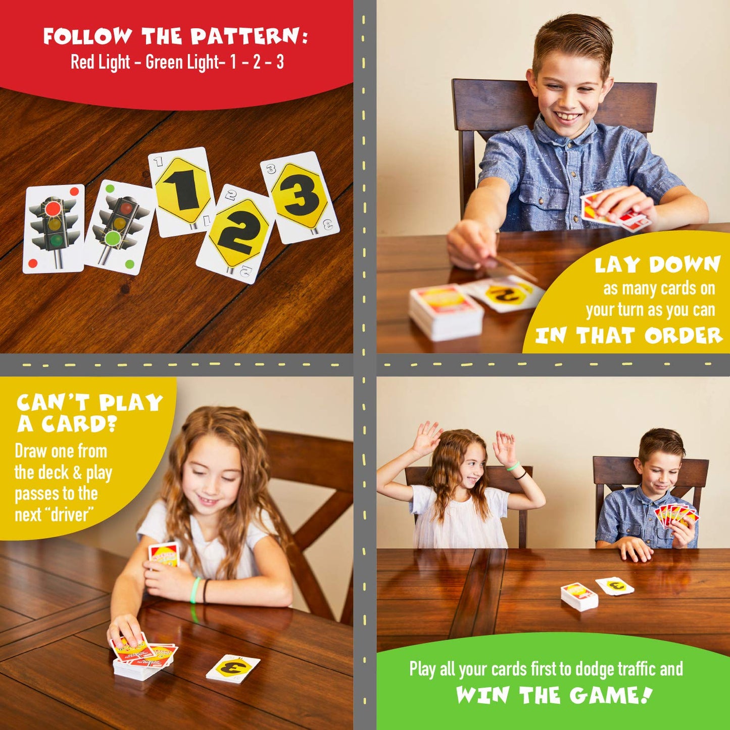 Endless Games Red Light, Green Light Card Game - Multi Color, Ages 5+, Model 835, Paper Material