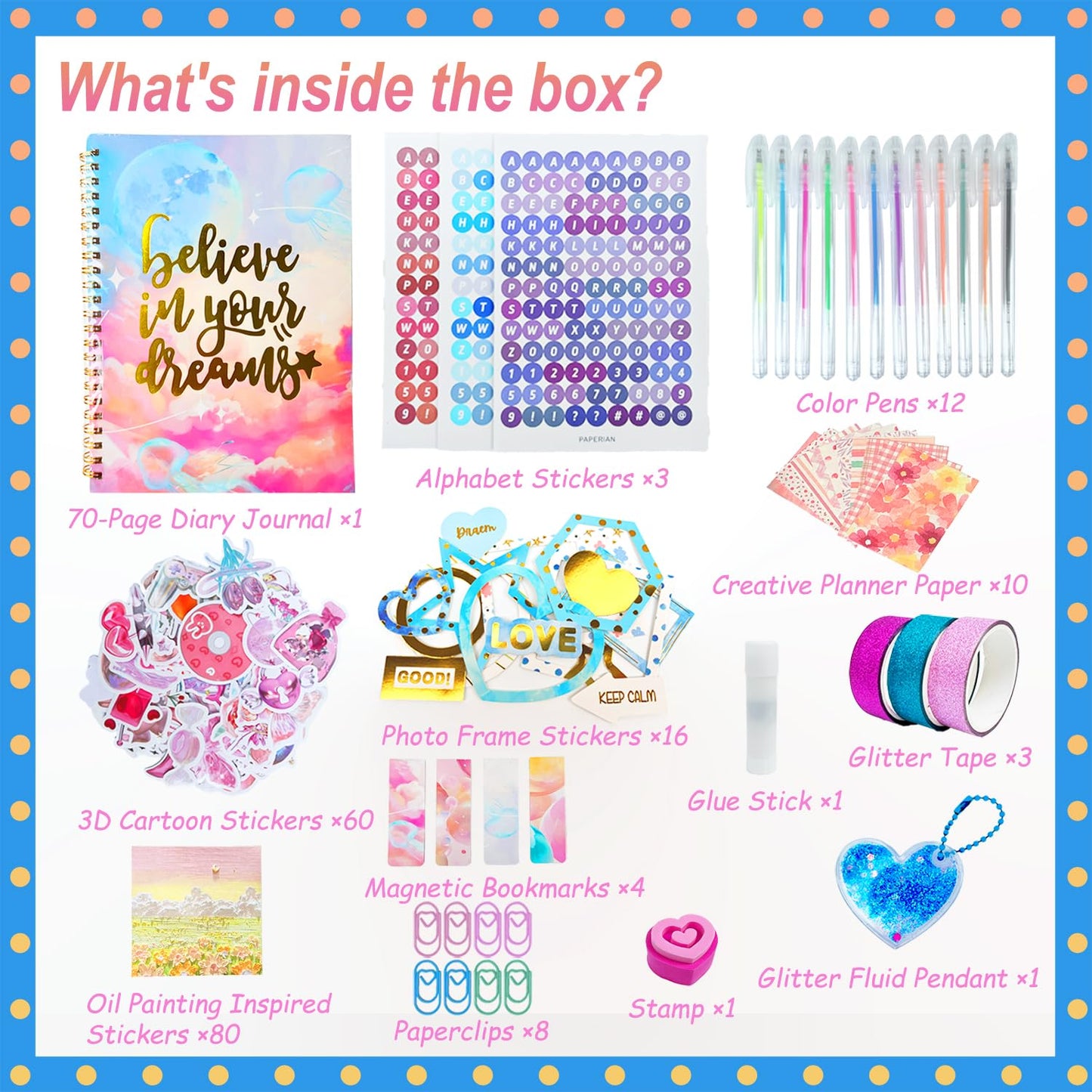 Toyelo Dly Journal Kit For Girls, Diary Suppies Set, Jouraling Art Crafts Kits, Stationery Set Birthday Gifts For 6 7 8 9 10 11
