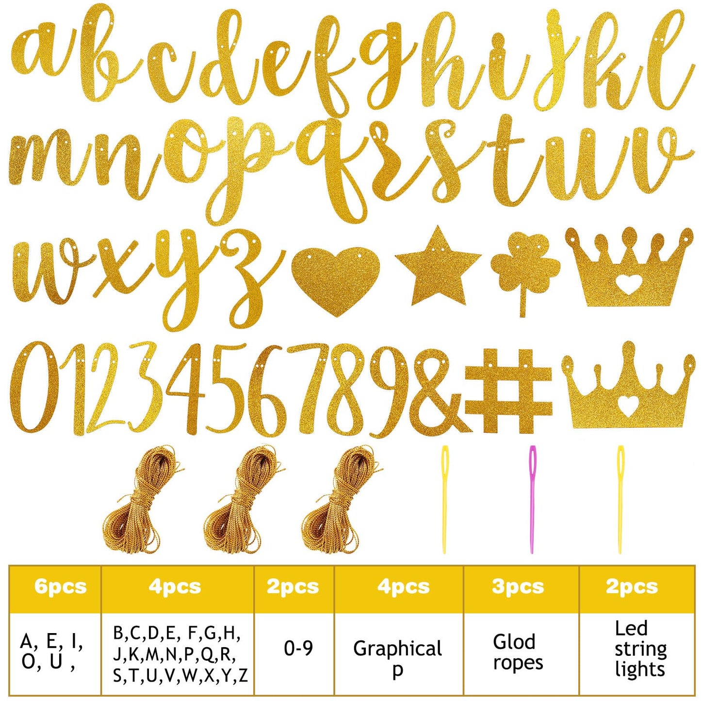 TaoBary 167 Pcs DIY Banner Kit Christmas Glitter Customizable Birthday Banner Glitter Make Your Own Banner Kit 162 Letters Symbo
