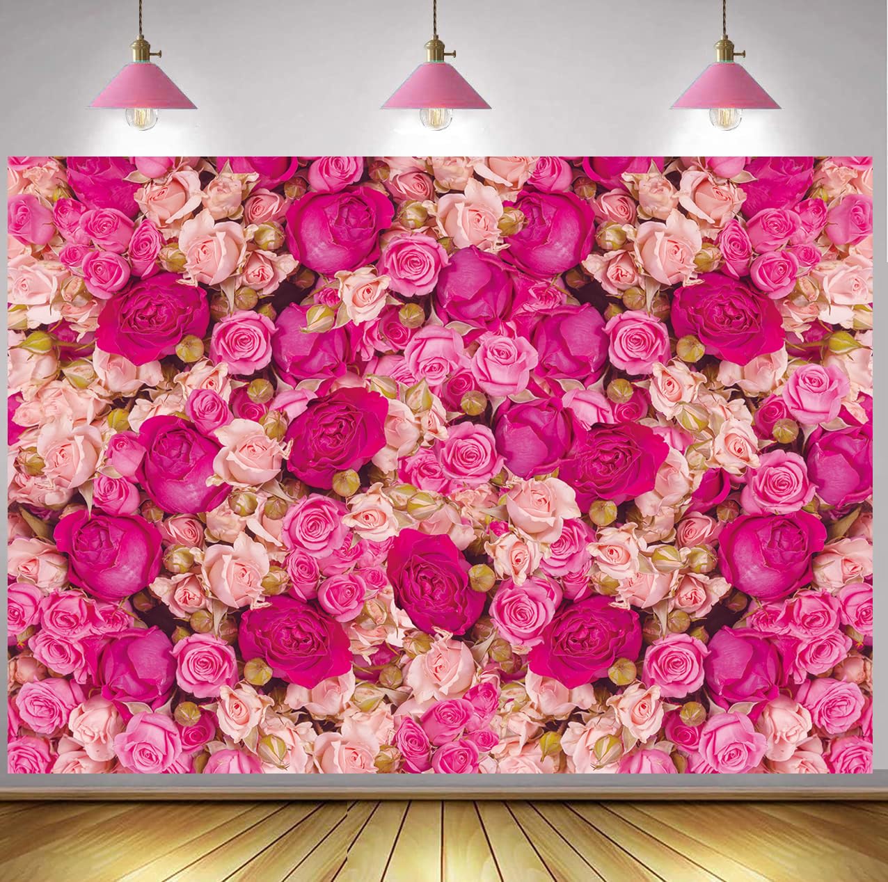 Pink Red Rose Wall Background Spring Flowers Photography Backdrop Girls Princess Birthday Baby Shower Wedding Valentines Day Mo