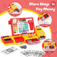 maysida Cash Register Toy for Kids, Pretend Play Store with Fast Food Burger/Scanner/Credit Card/Play Money/Microphone Birthday