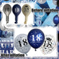 UniBirthLon 18Pcs Navy Blue Silver 18th Birthday Balloons Decoration, Rubber Latex Confetti Balloons for Men Women Party Décor