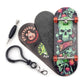 Spitboards® 32 X 96 Mm Fingerboard Complete Wood Set-Up Assembled, 5-Layers, Silver Trucks With Bushings And Nuts, Transparent Cnc Bearing Wheels, Lasered Foam Grip Tape Orange Green Skull