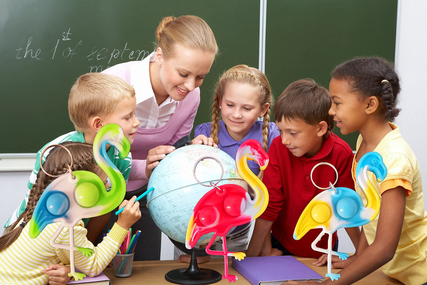 30 Packs Funny Summer Present Unique Mini Flamingo Assorted fidgets Bubble Toys for Kids Children Classroom Students Gifts from