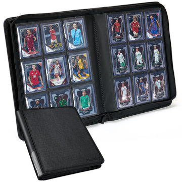 Toploader Card Binder 9 Pocket 324-Card Trading Card Album-enhanced PU Zipper Hard Case Sideload PVC-Free Pages  Fits 2.5 x 3.5 MTG TCG  YuGiOh Game Cards & Sports Cards  with Spine Label (Black)