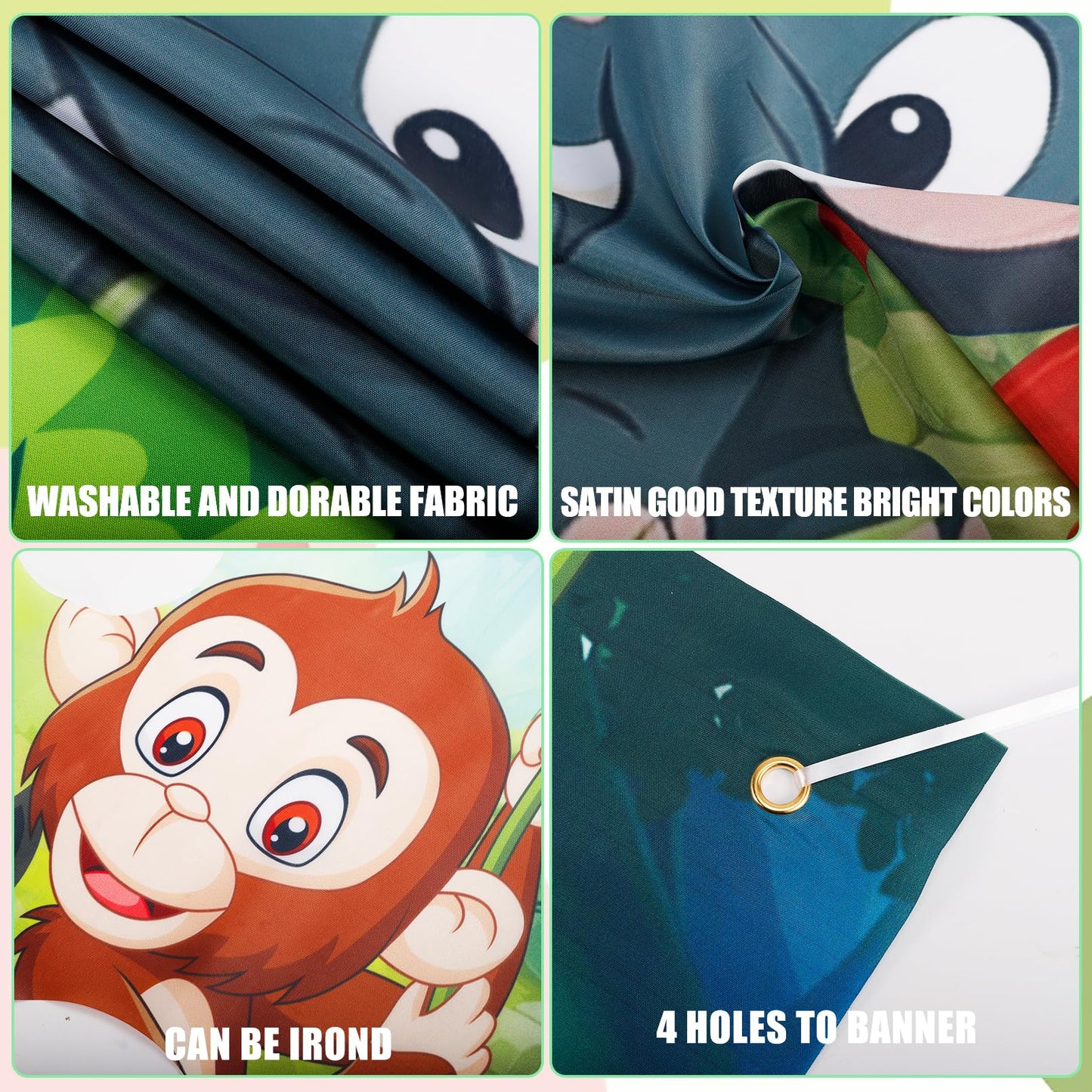 Jeffbaubl Animals Toss Game Banner with 8 Bean Bags, Satin Material, Jungle Theme Outdoor Yard Game