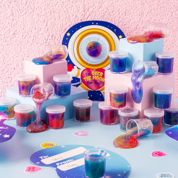 Joyin 30 Pcs V-Day Gift Cards With Galaxy Slime Stress Relief Fidget Toy For Kids Party Favor, Classroom Exchange Prizes, Valentin Party Favors, Greeting Cards