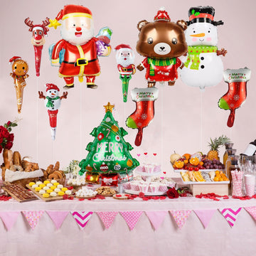 Christmas Balloons Christmas Party Decorations Santa Claus Snowman Christmas Tree Reindeer Foil Balloons Merry Christmas Balloon