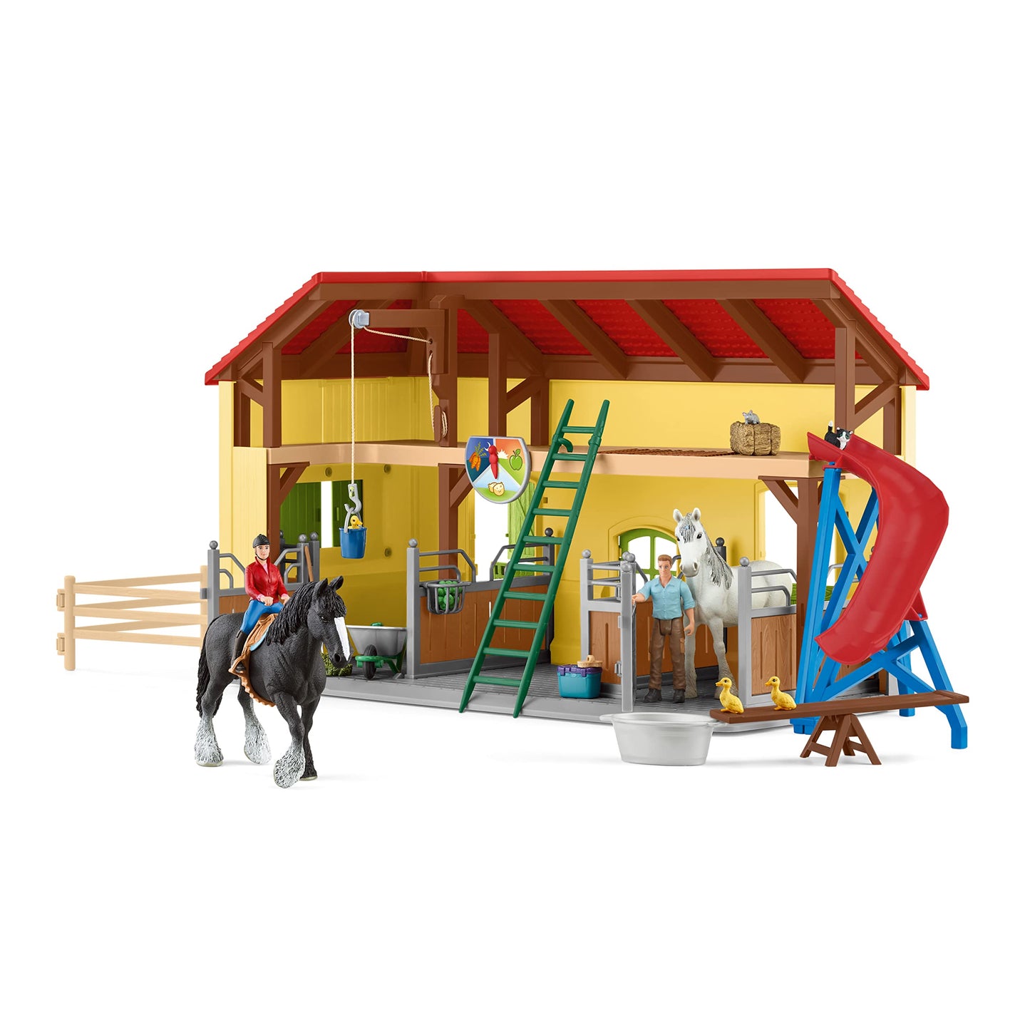 Schleich Farm World, 30-Piece Playset, Farm Toys And Farm Animals For Kids Ages 3-8, Horse Stable 10.5 X 49 X 34.5 Cm