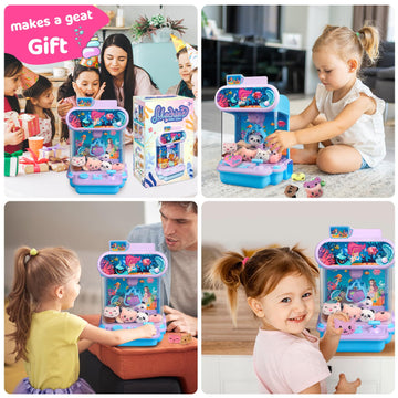 Claw Machine For Kids,Mini Vending Machines Candy Grabber Prize Dispenser Toys For Girls Boys, Electronic Arcade Game With 20 Mini Plush Toys For Party Easter Birthday Gifts